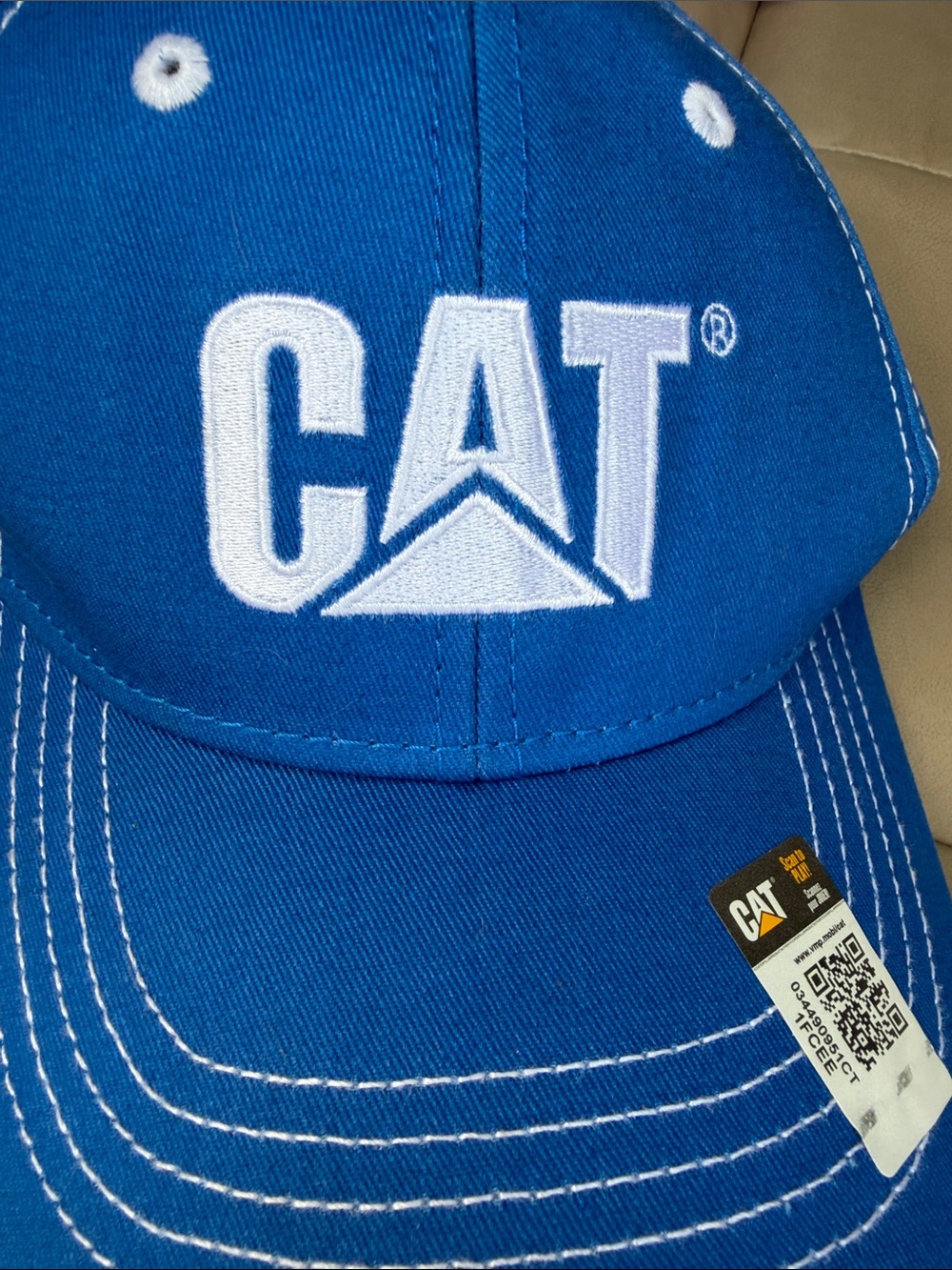 Caterpillar Blue Cap with White Embroidered CAT Logo